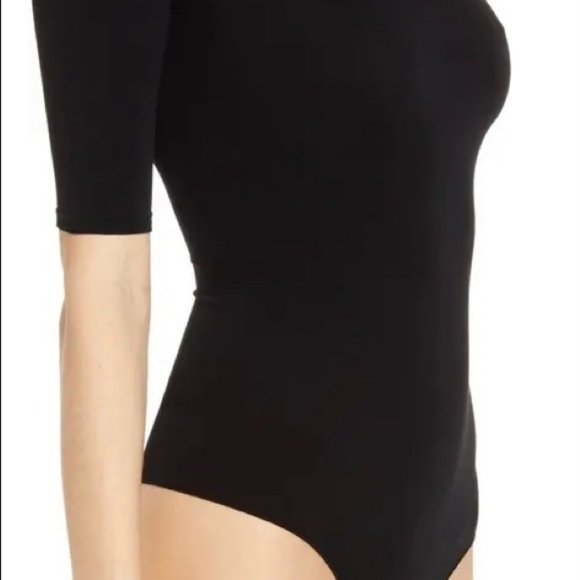 Commando Ballet Body Turtleneck Bodysuit Black Short Sleeves Snap Thong - Picture 5 of 13